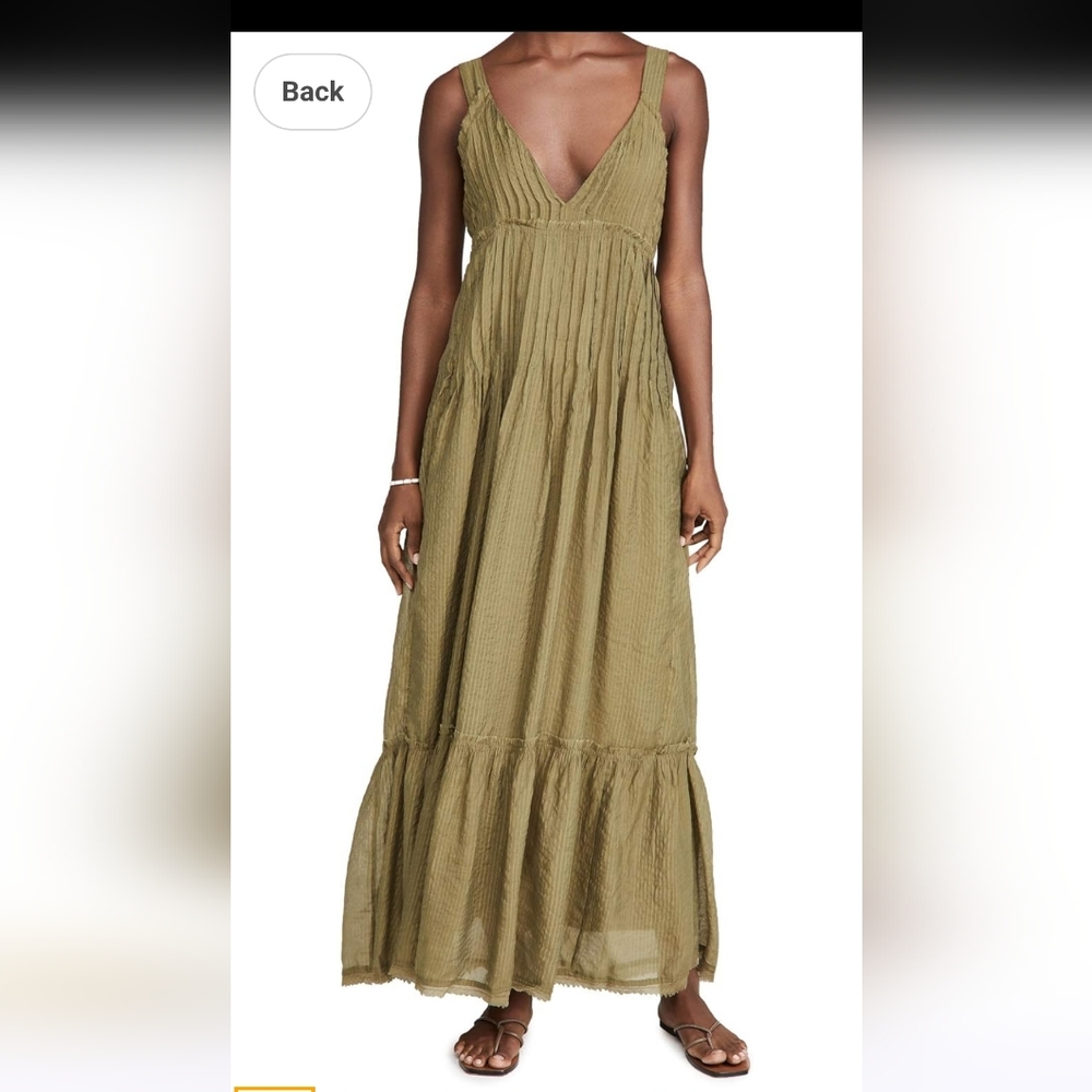 Free People Frankie Pintuck Maxi Dress XS Olive